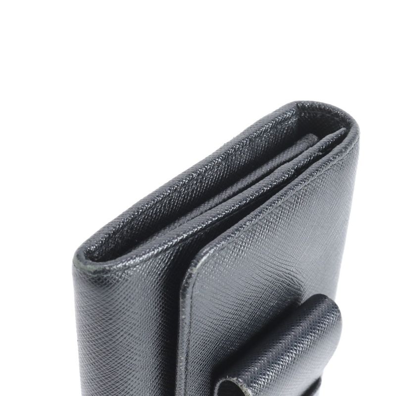 Prada Saffiano Ribbon Motif Leather Wallet Black