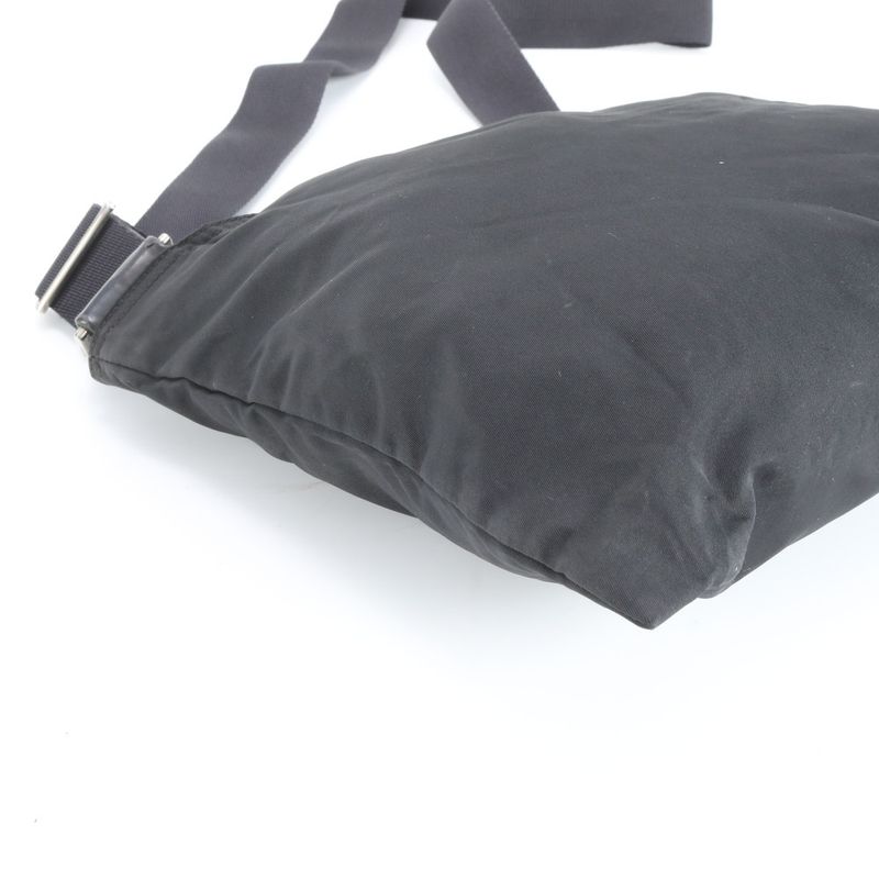 Prada Tessuto Nylon Triangle Logo Leather Shoulder Bag