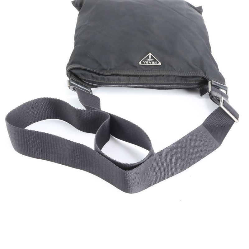 Prada Tessuto Nylon Triangle Logo Leather Shoulder Bag