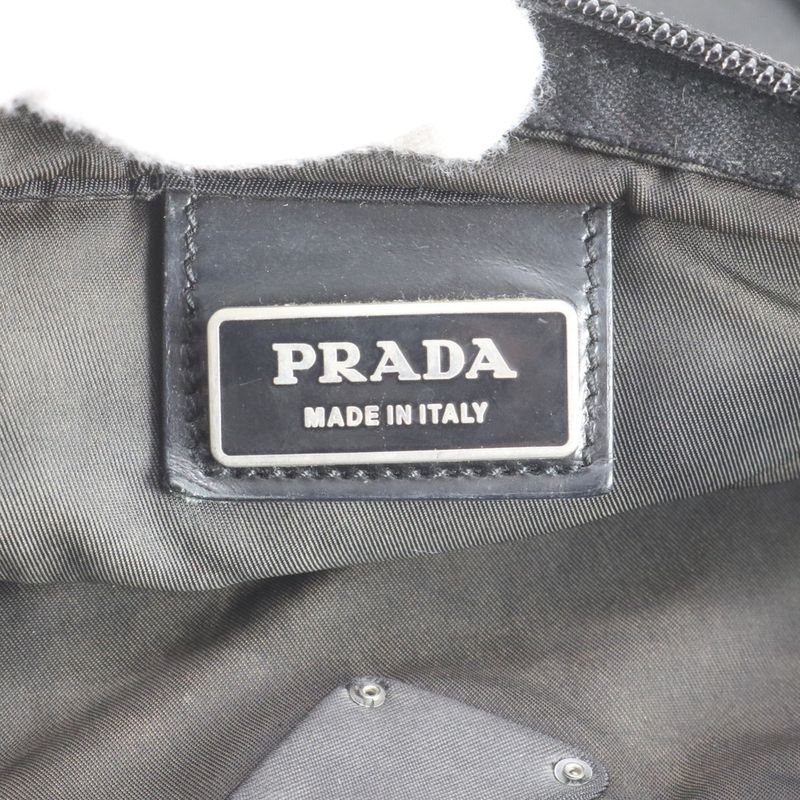 Prada Tessuto Nylon Triangle Logo Leather Shoulder Bag