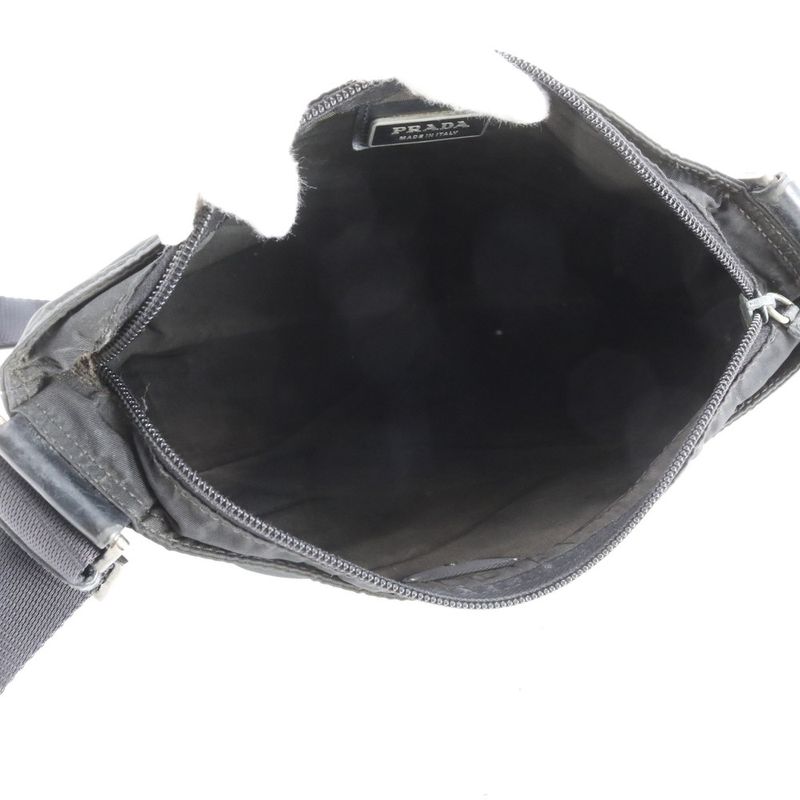 Prada Tessuto Nylon Triangle Logo Leather Shoulder Bag