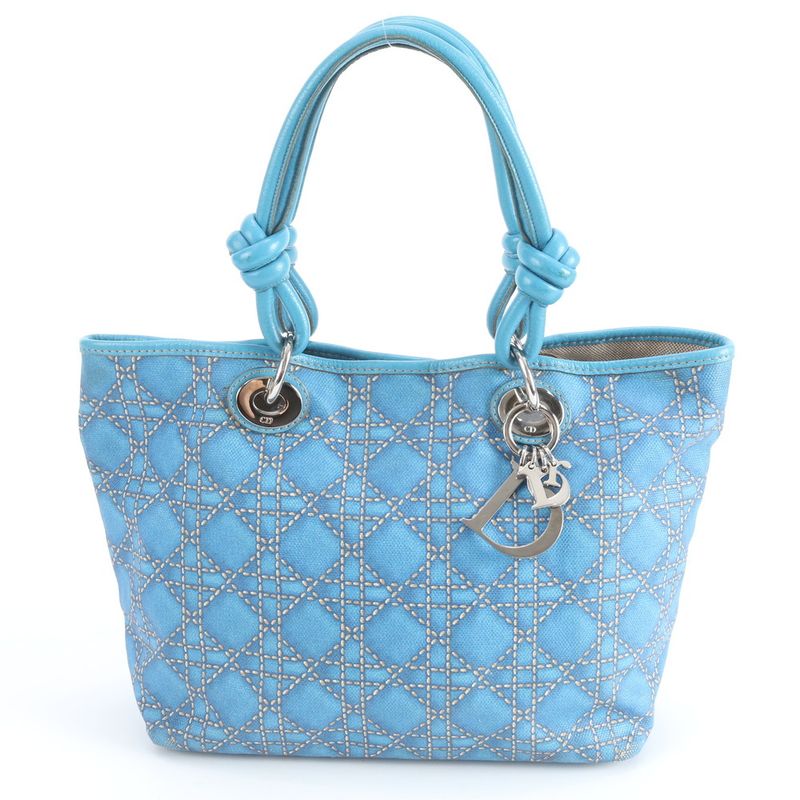 Dior Pana Leather Canvas Handbag Tote Rbm