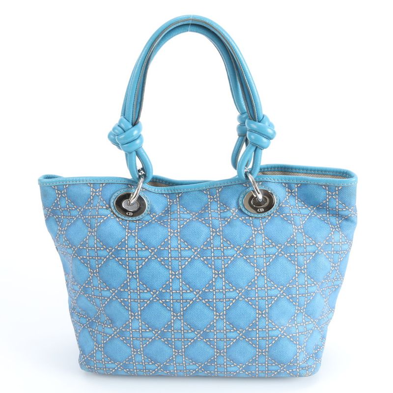 Dior Pana Leather Canvas Handbag Tote Rbm