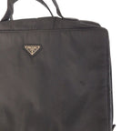 Prada Tessuto Black Silver Nylon Business Bag
