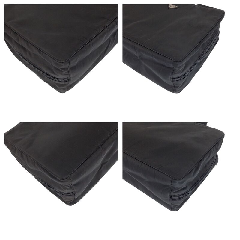 Prada Tessuto Black Silver Nylon Business Bag