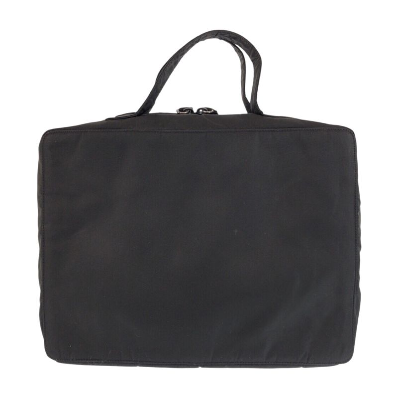 Prada Tessuto Black Silver Nylon Business Bag