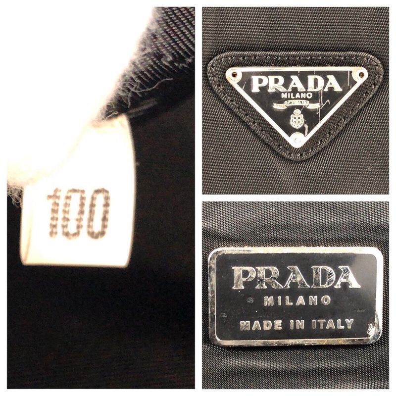 Prada Tessuto Black Silver Nylon Business Bag