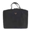 Prada Tessuto Black Silver Nylon Business Bag