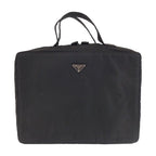 Prada Tessuto Black Silver Nylon Business Bag