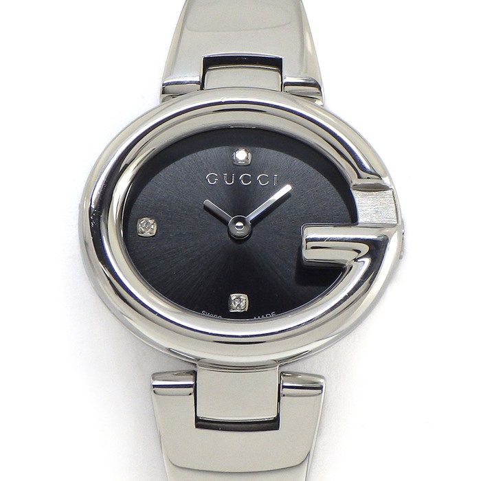Gucci Watch Balloon 134.5 3 Point Diamond Index Oval Sunray Black