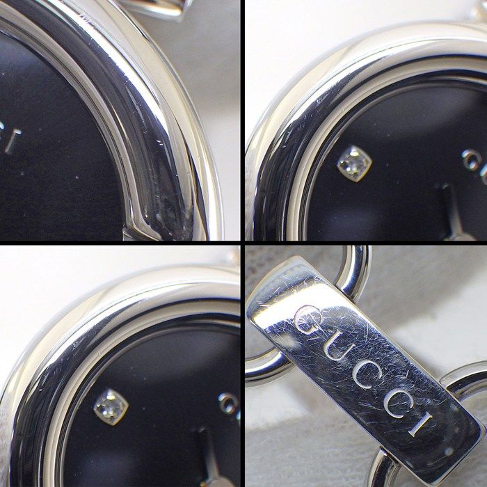 Gucci Watch Balloon 134.5 3 Point Diamond Index Oval Sunray Black
