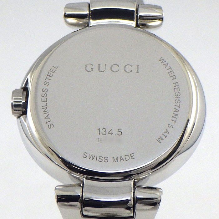 Gucci Watch Balloon 134.5 3 Point Diamond Index Oval Sunray Black