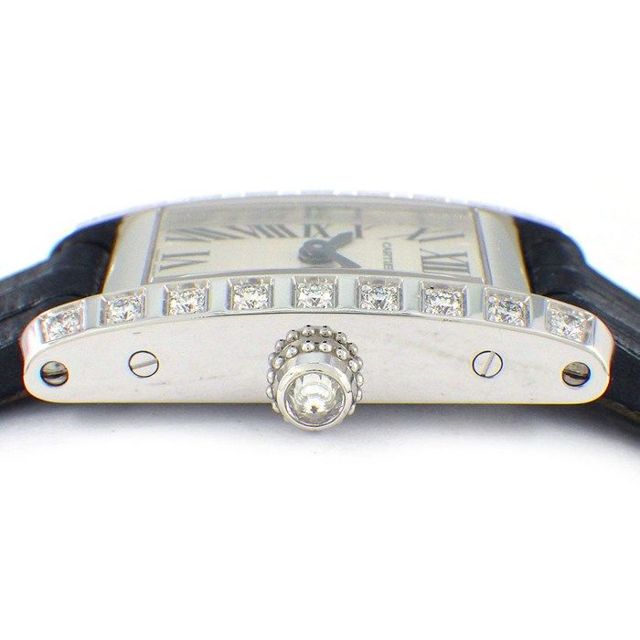 Cartier Watch Tank Longue Lanier Diamond Bezel Crown Roman Index