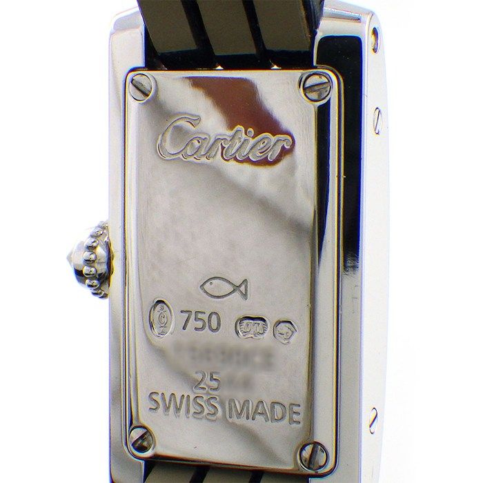 Cartier Watch Tank Longue Lanier Diamond Bezel Crown Roman Index