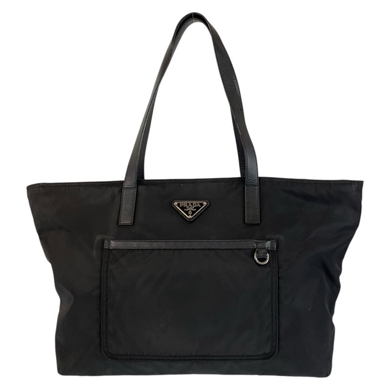 Prada Tessuto Black Silver Nylon Tote