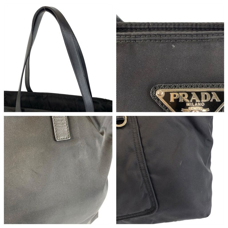 Prada Tessuto Black Silver Nylon Tote
