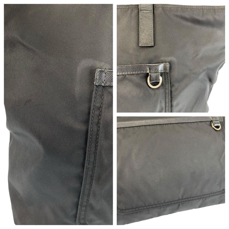 Prada Tessuto Black Silver Nylon Tote