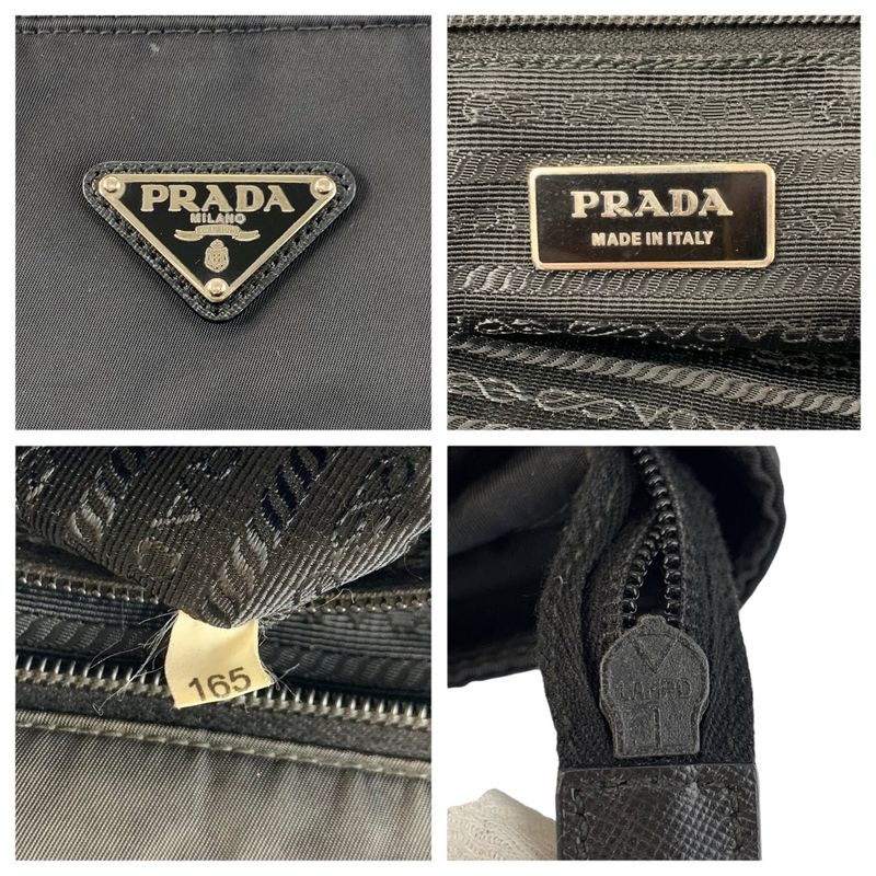 Prada Tessuto Black Silver Nylon Tote