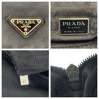 Prada Tessuto Black Silver Nylon Shoulder Bag