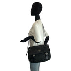 Prada Tessuto Black Silver Nylon Shoulder Bag