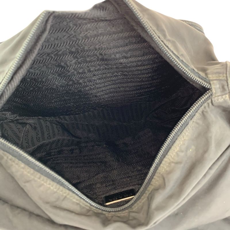 Prada Tessuto Black Silver Nylon Shoulder Bag