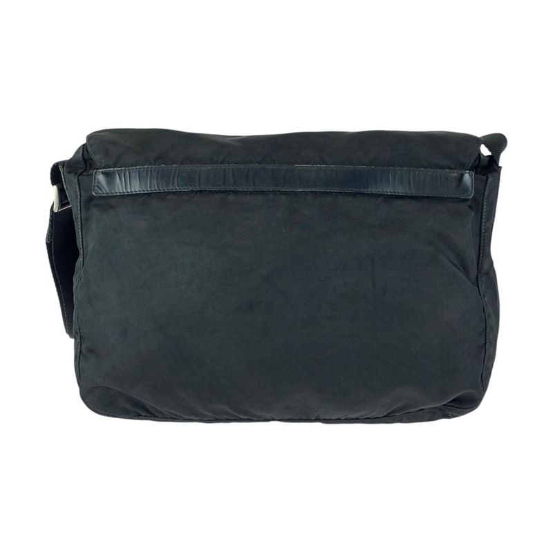 Prada Tessuto Black Silver Nylon Shoulder Bag