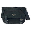 Prada Tessuto Black Silver Nylon Shoulder Bag