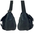 Prada Tessuto Black Silver Nylon Shoulder Bag