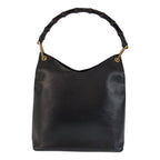 Gucci Bamboo Black Gold Leather 001 0 Shoulder Bag