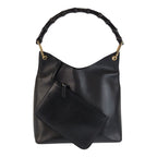 Gucci Bamboo Black Gold Leather 001 0 Shoulder Bag
