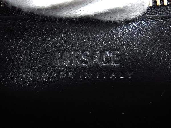Versace Wallet Greca Pink Black Leather Round Zippy Gold