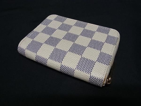 Louis Vuitton Coin Case Zippy Purse White Damier Azur Gold