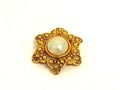 Chanel Brooch Gold Metal Pearl Flower Motif