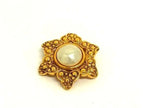 Chanel Brooch Gold Metal Pearl Flower Motif