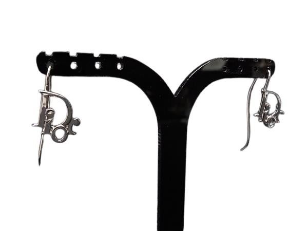 Dior Earrings Silver Metal Logo Hook Type