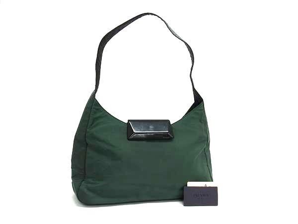 Prada Shoulder Bag Green Black Tessuto