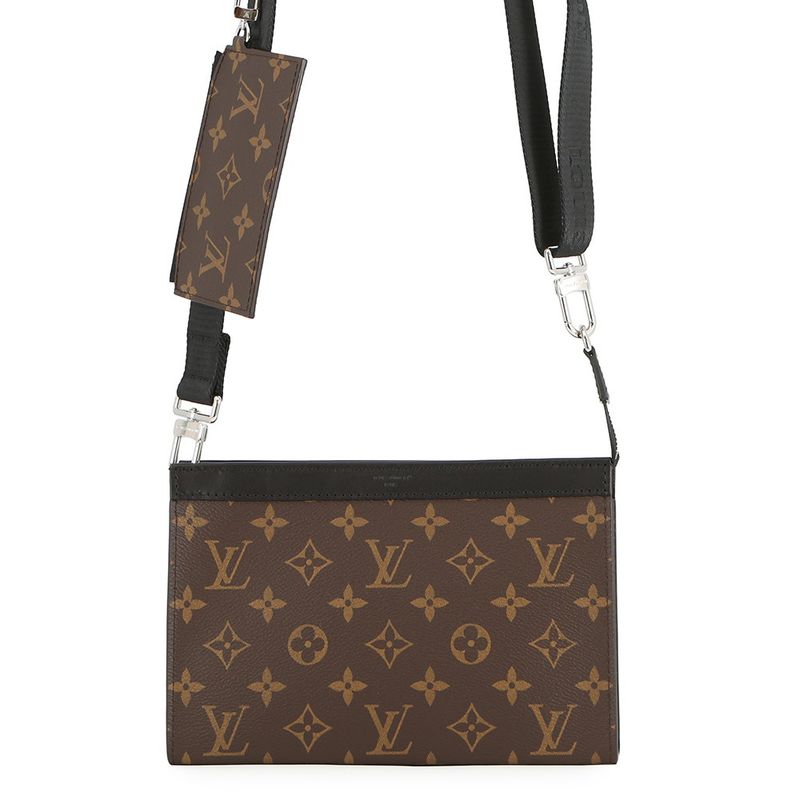 Louis Vuitton Shoulder Bag Monogram Macassar Gaston Wearable Wallet Brown Noir Black
