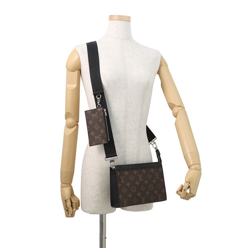 Louis Vuitton Shoulder Bag Monogram Macassar Gaston Wearable Wallet Brown Noir Black