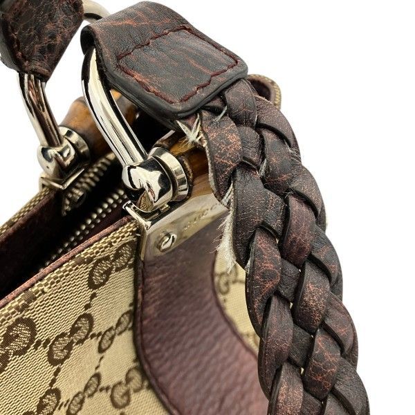 Gucci Bamboo Tote Leather Canvas Beige Brown — view 8