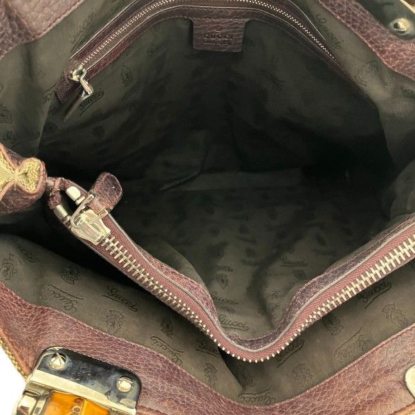 Gucci Bamboo Tote Leather Canvas Beige Brown — view 6