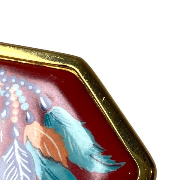 Hermes Enamel Cloisonne Brooch Gold Red — view 5