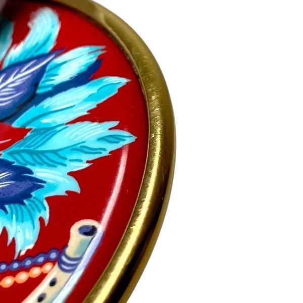 Hermes Enamel Cloisonne Brooch Gold Red — view 4