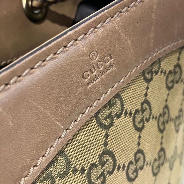 Gucci GG Canvas Leather Tote Shoulder Bag — view 9