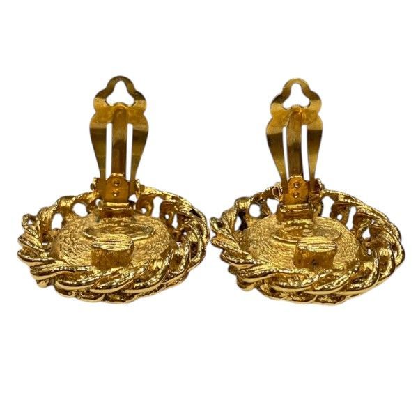 Chanel Faux Pearl Gold Circle Vintage Earrings — view 4