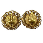 Chanel Faux Pearl Gold Circle Vintage Earrings — view 3
