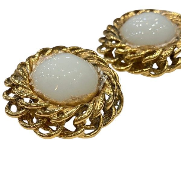 Chanel Faux Pearl Gold Circle Vintage Earrings — view 9