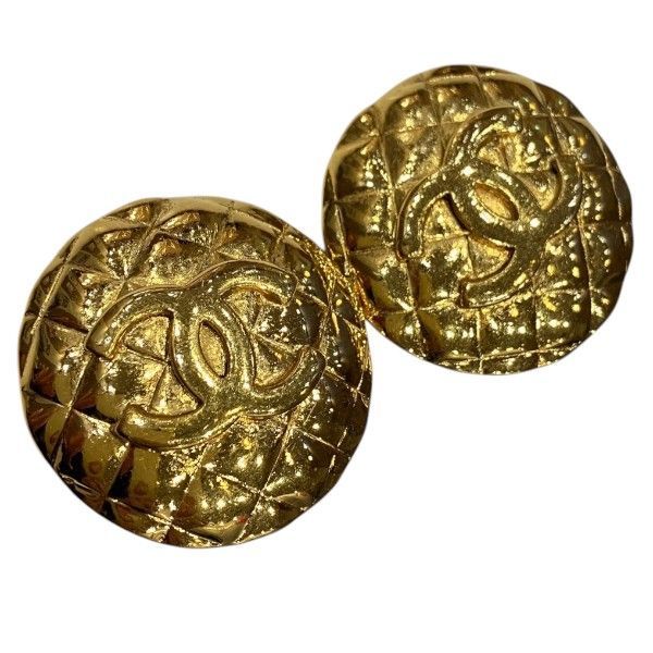 Chanel Quilted CC Logo Gold 23 Vintage Earrings — view 9