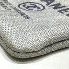 Chanel Deauville Pouch Raffia Light Gray — view 9