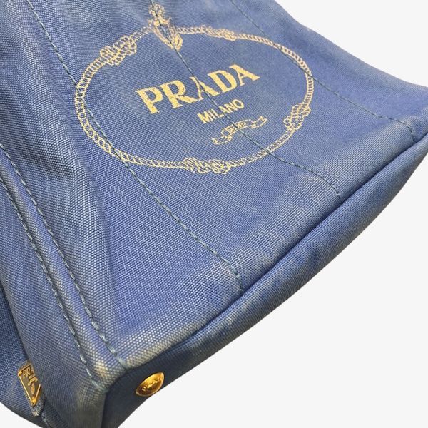 Prada Canapa Blue Canvas Tote — view 7