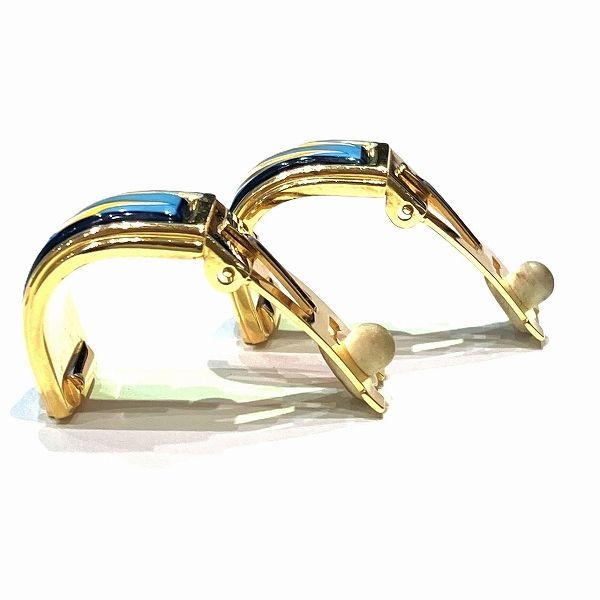 Hermes Enamel Earrings White Blue Yellow — view 2